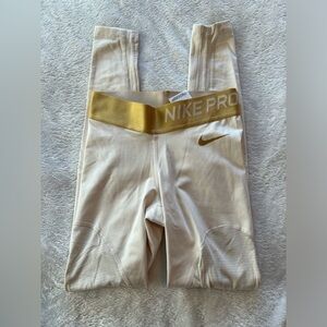 Gold Nike Pro Leggings